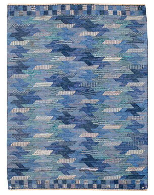 CARPET. "Blåarp". Tapestry weave. 255 x 192 cm. Signed AB MMF BN.