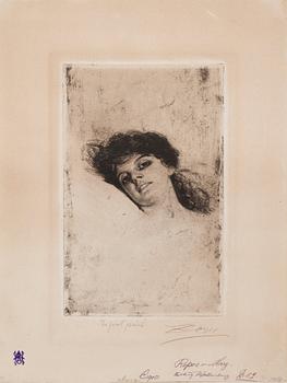 ANDERS ZORN, Etching (presumably unrecorded state before the signature in II state), 1884, signed in pencil.