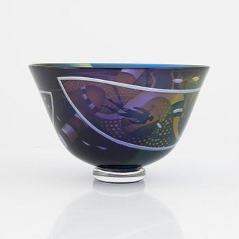 Bertil Vallien, a glass bowl, unique, Kosta, Sweden, signed.