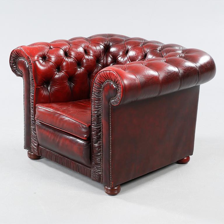 A lounge chair, Chesterfield model "Pegasus", made in the second half of the 20th century.