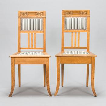 Louis Sparre, four Jugend Style chairs for Aktiebolaget Iris, Porvoo Finland, early 20th century.