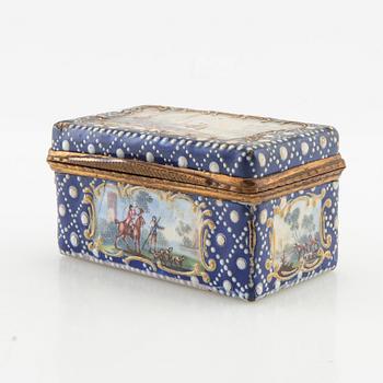 Enamel box Louis XV style, probably France, late 19th century.