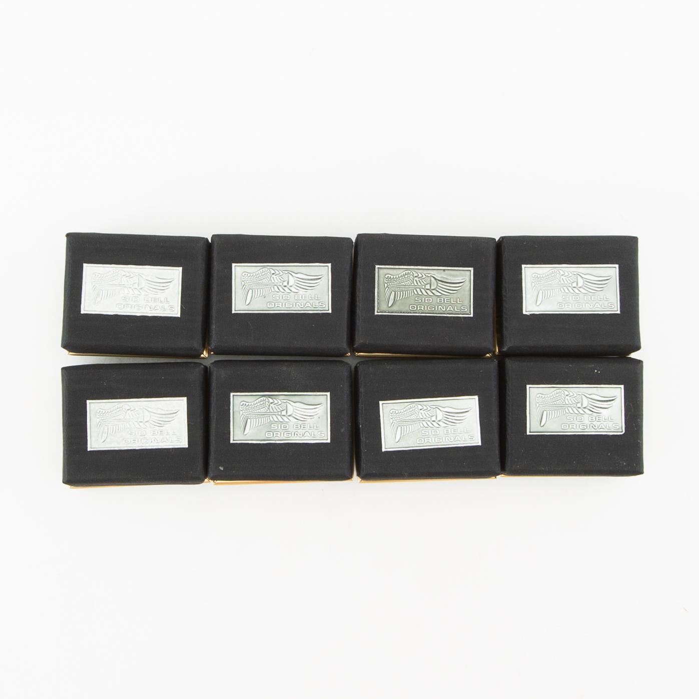 Side bell push pins 8 pcs in the form of a pike with a pull sterling silver, late 20th century.