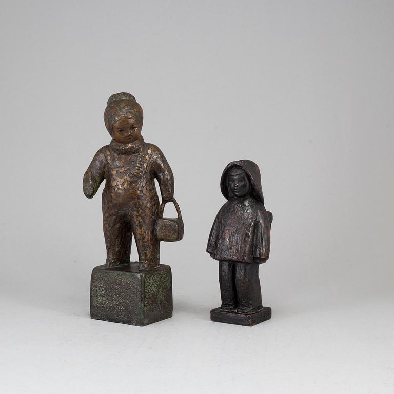 SOLVEYG W SCHAFFERER, sculptures, 2, one in bronze, one in resin, signed and dated -56.