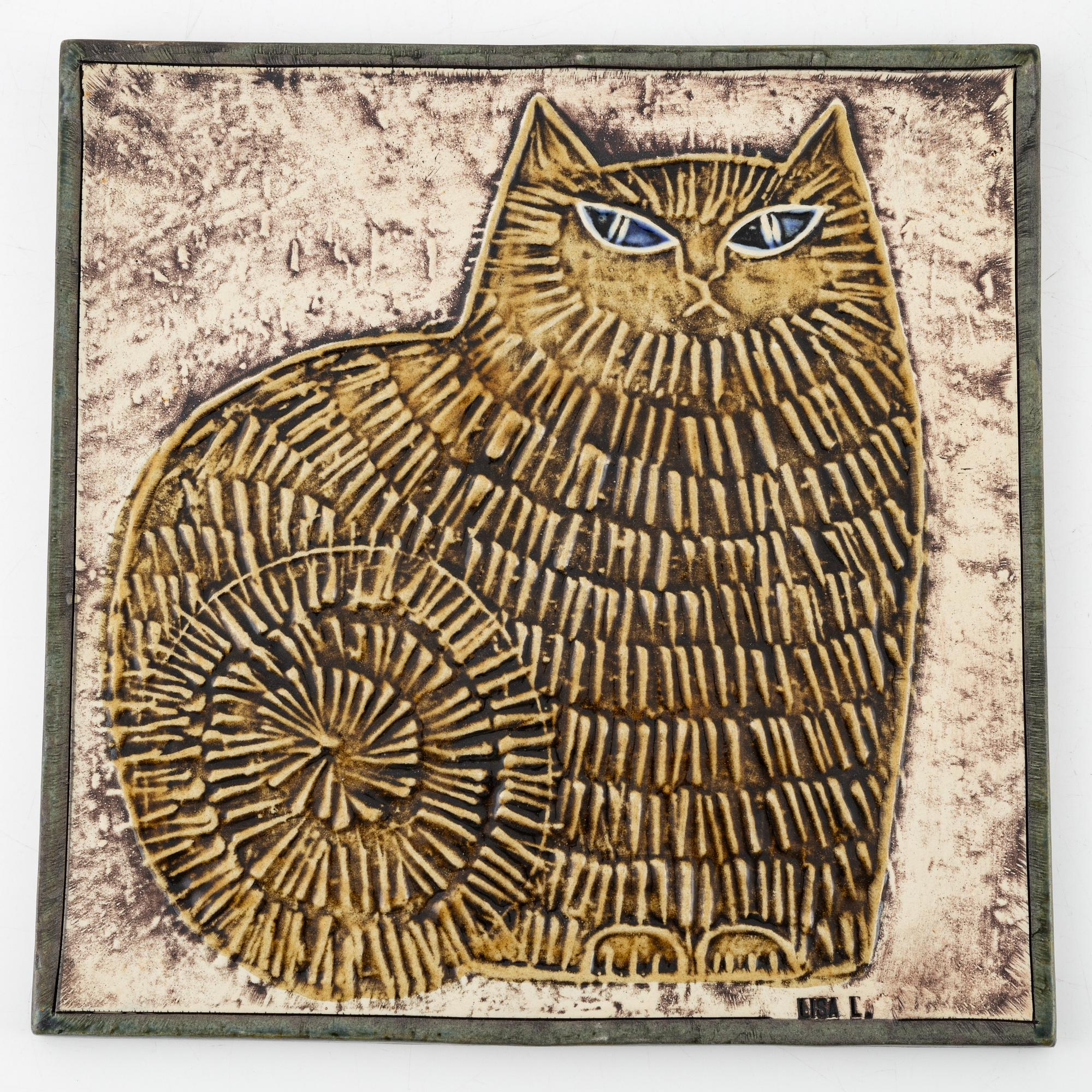 Lisa Larson, väggreliefer, 4 st, Gustavsberg.