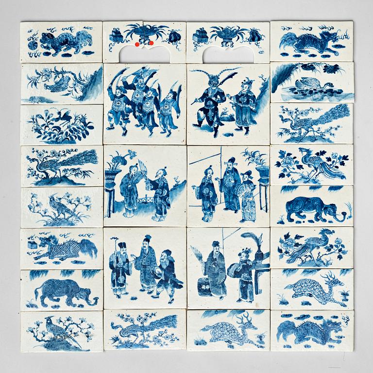 A group of 26 porcelain tiles, late Qing dynasty.