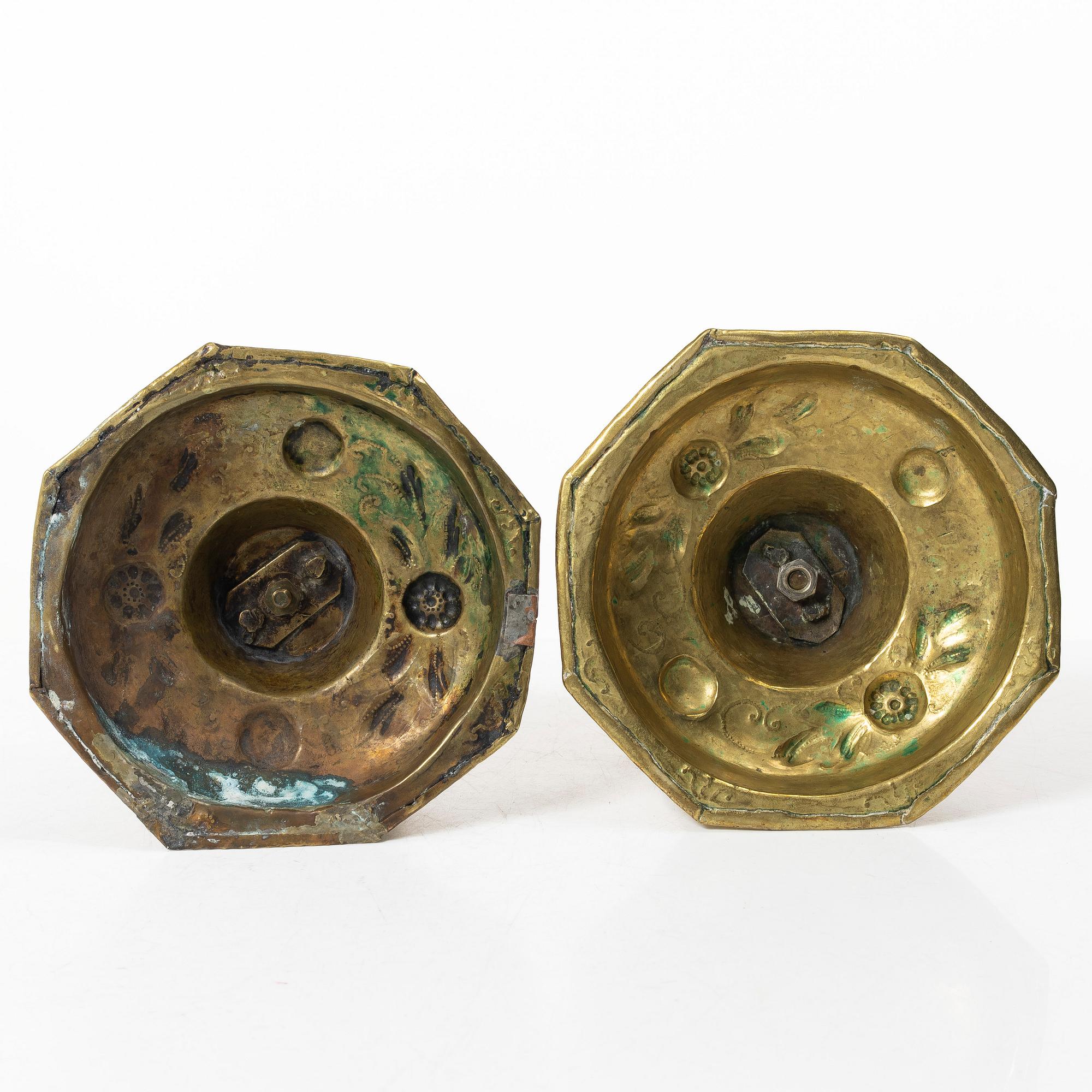 Two Baroque candle sticks, 18th Century.