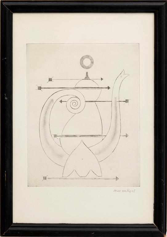 Max Walter Svanberg, torrnål 2 st signerade daterade och numrerade 56 21/40.