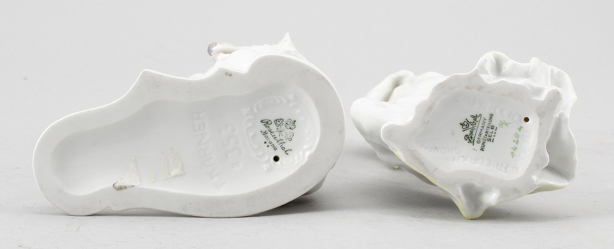FIGURINER, 2 st porslin, bland annat Theodor Kärner, Rosenthal. 1900-tal.