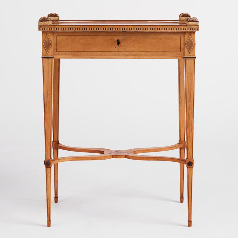A late Gustavian mahogany table by F. Schalin (master in Stockholm 1797-1817).