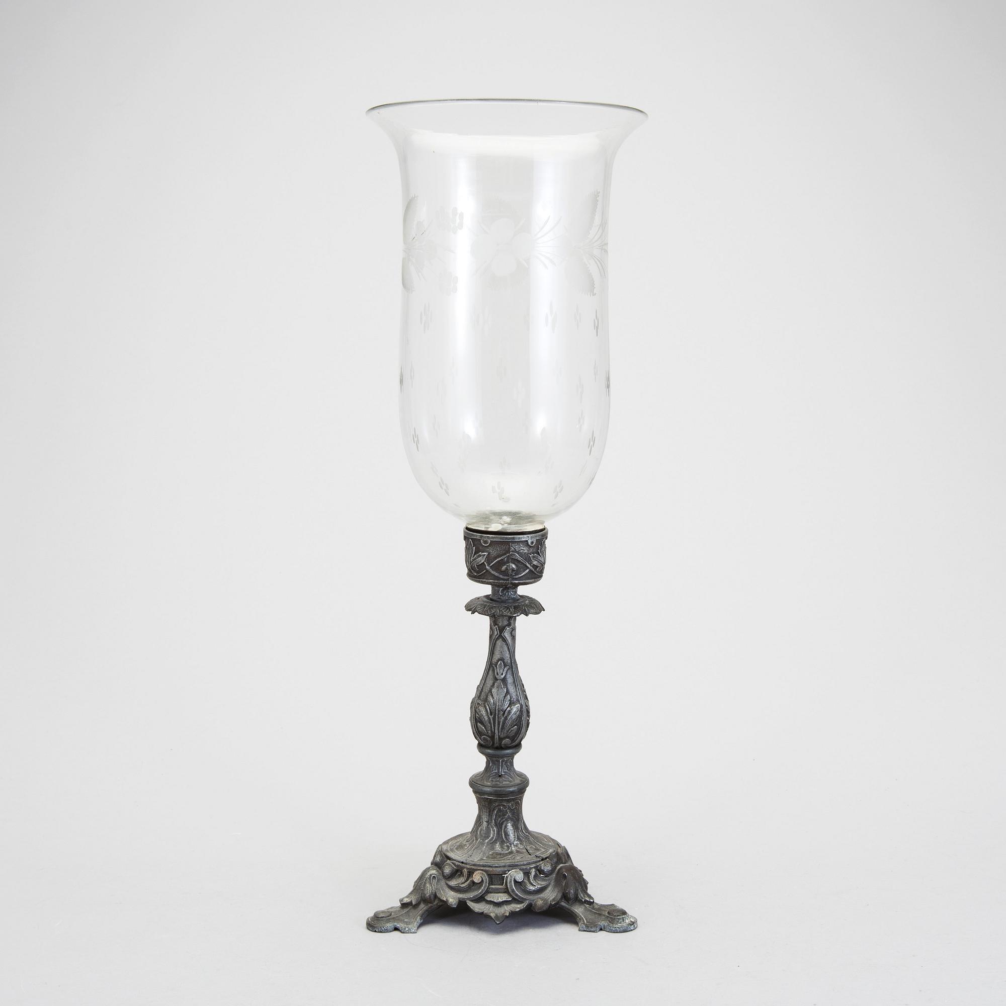 LJUSSTAKE med GLASKUPA, omkring sekelskiftet 1900.
