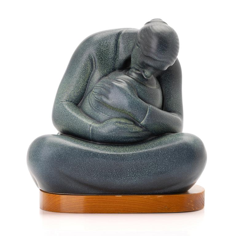 Gunnar Nylund, Sculpture, <i>Seated Mother and Child</i>, ceramic, Rörstrand.