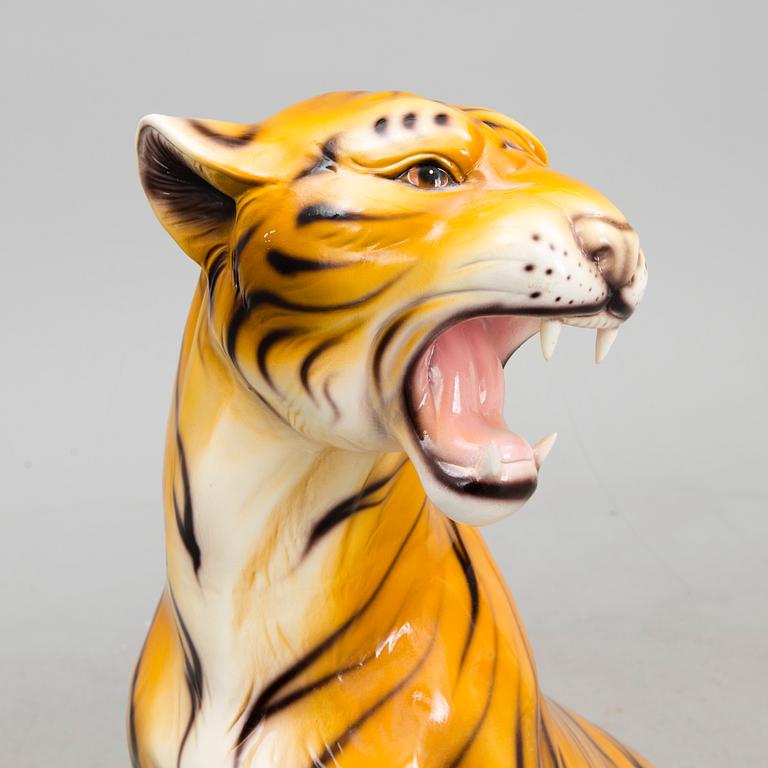 A ceramic tiger statue from the latter half of the 20th Century.