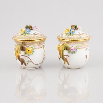 Royal Copenhagen, a pair of 'Flora Danica' porcelain custard cups, Denmark, 1969-73.