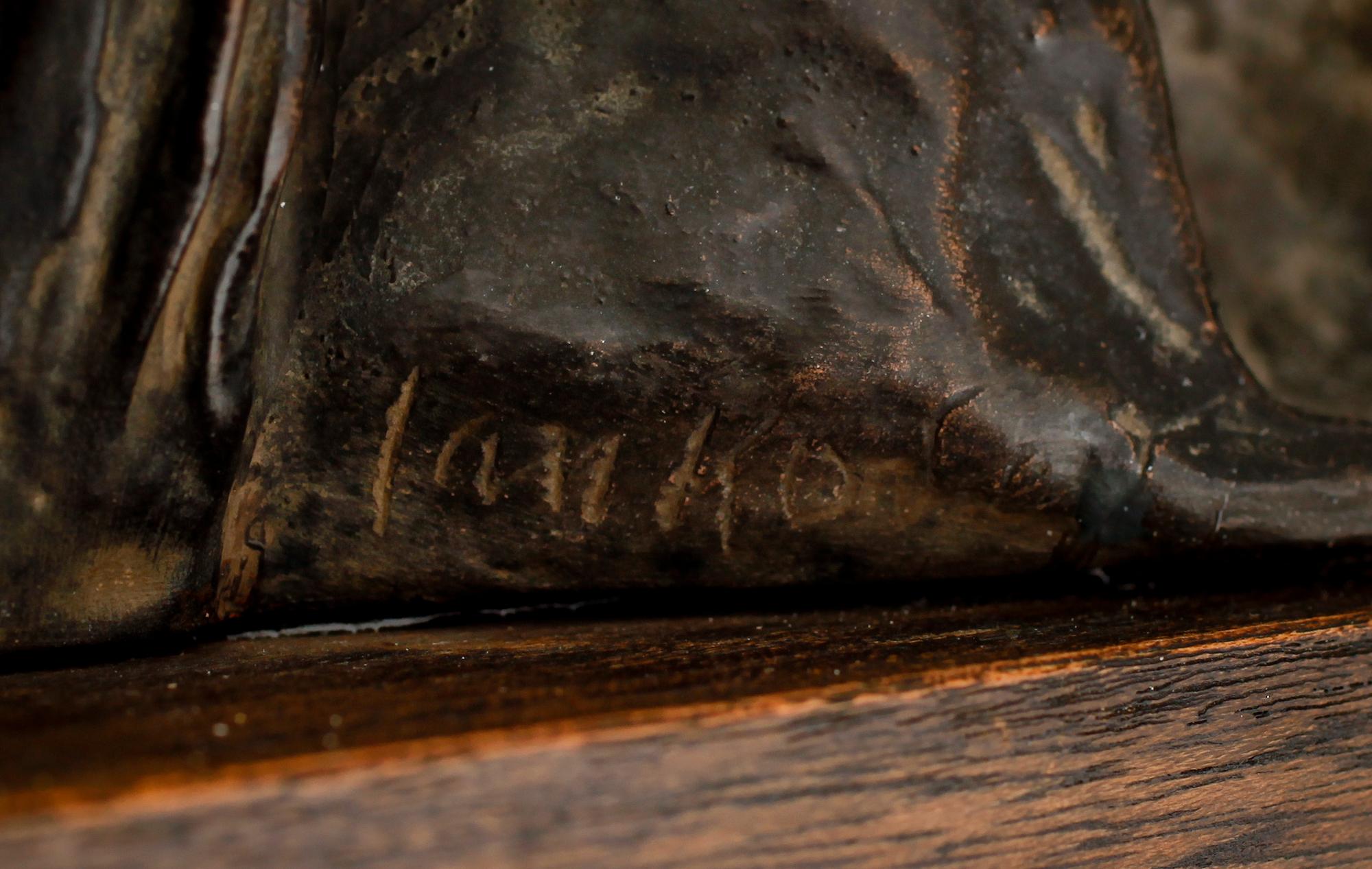 JAN KODET, skulptur, bronserad terrakotta, signerad.