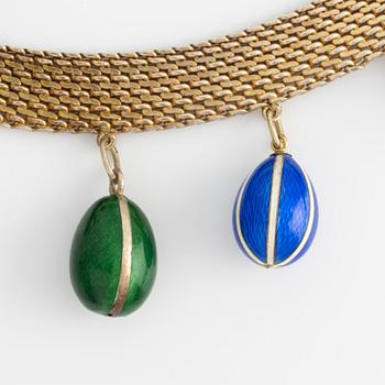 Necklace with 22 miniature Easter eggs, one of which is by Carl Fabergé.