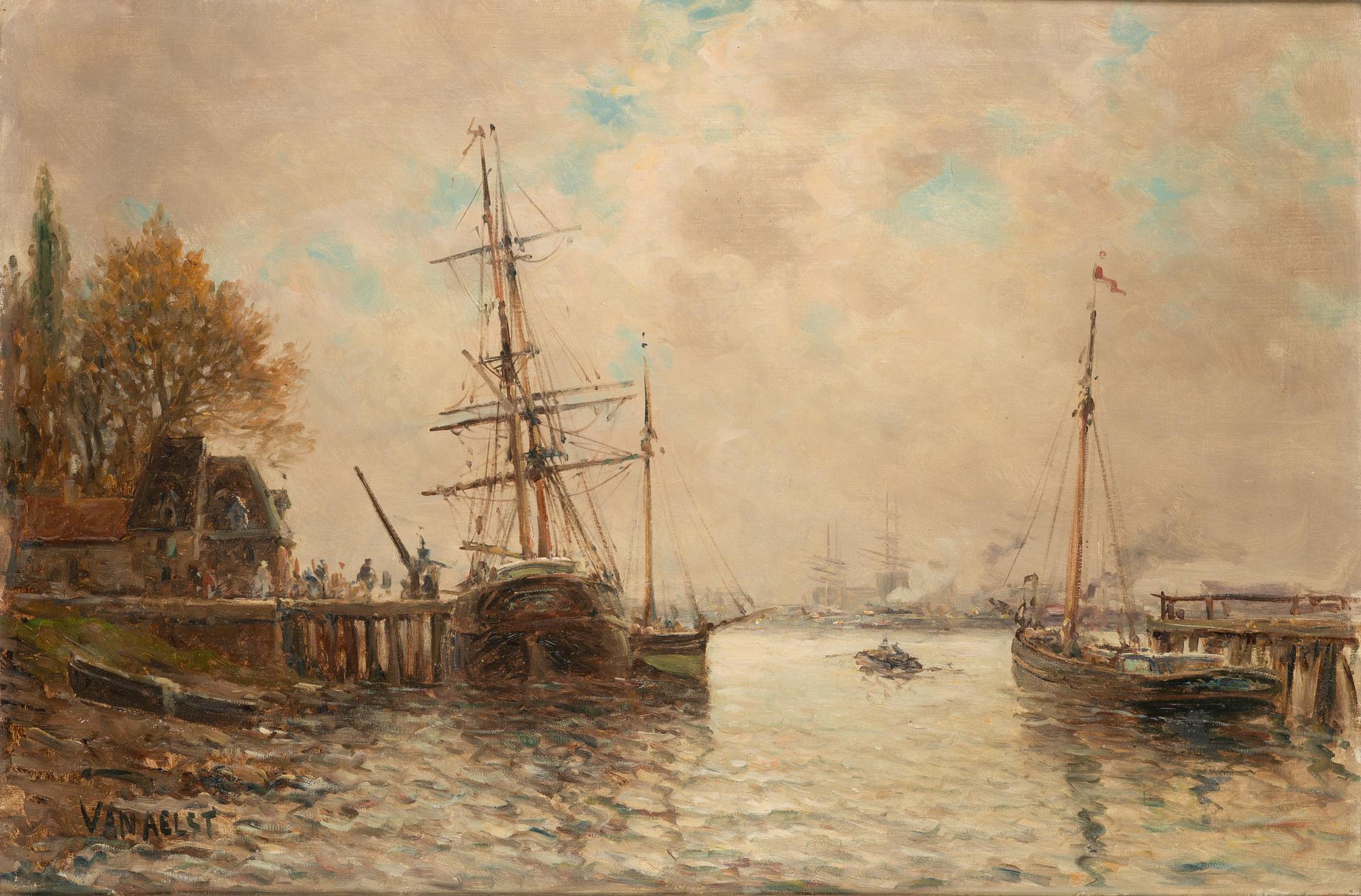 Okänd konstnär, 1800-/1900-tal, Hamnvy.