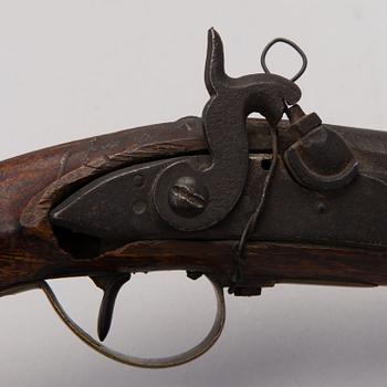 PERCUSSION LOCK PISTOL, 1850s. FLINTLOCK PISTOL, Örebro, Sweden, c. 1800.