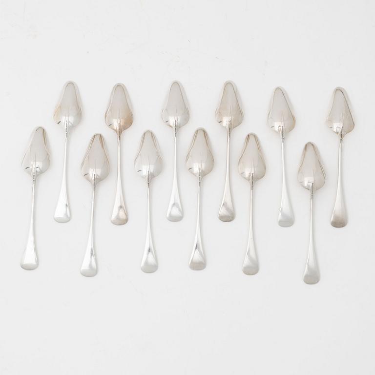 A set of twelve silver spoons, model 'Patricia', marks of W&S Sorensen, Denmark.