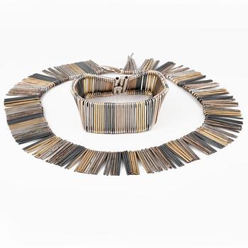 COLLIER samt ARMBAND, sterlingsilver, Anton Michelsen. Vikt 131,7 gram.