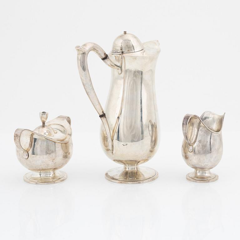 Kaffeservis, 3 delar, silver, V. Berg, Helsingfors, Finland, 1946.