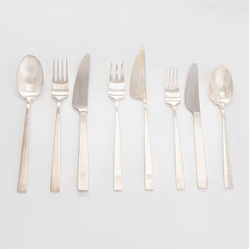 Bertel Gardberg, A 144-piece set of 'Birgitta' silver cutlery, Hopeatehdas Oy, Helsinki 1955-1974.