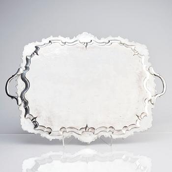 An English silver tray, mark of Robert Hennell III, London, England 1843.