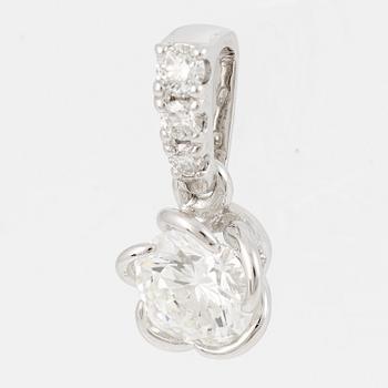 Pendant in 18K white gold with a brilliant-cut diamond accompanied by a GIA dossier.