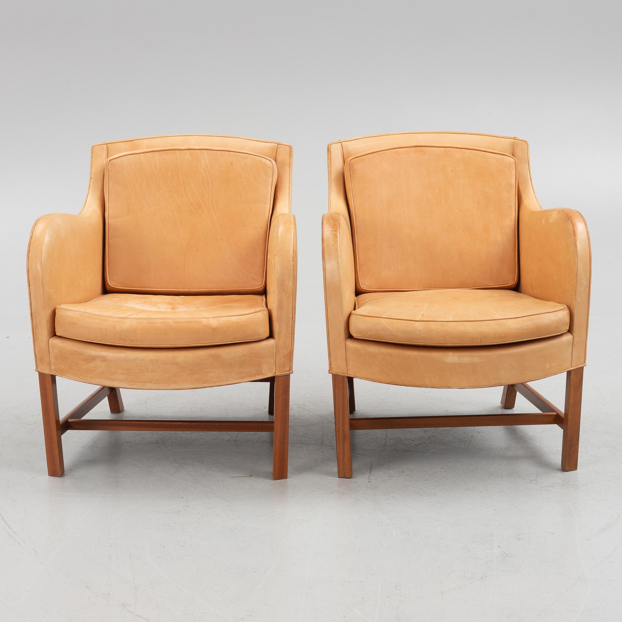Kaare klint & Edvard Kindt-Larsen, a pair of "Mix 4396" armchairs, Rud Rasmussenm Denmark.