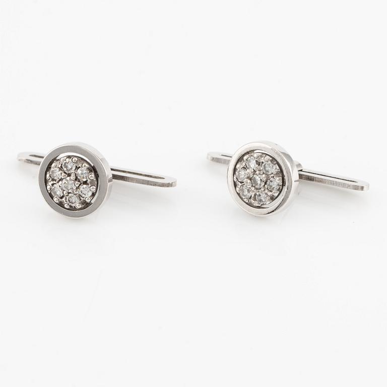 Dress shirt studs, 18K white gold with octagon-cut diamonds.