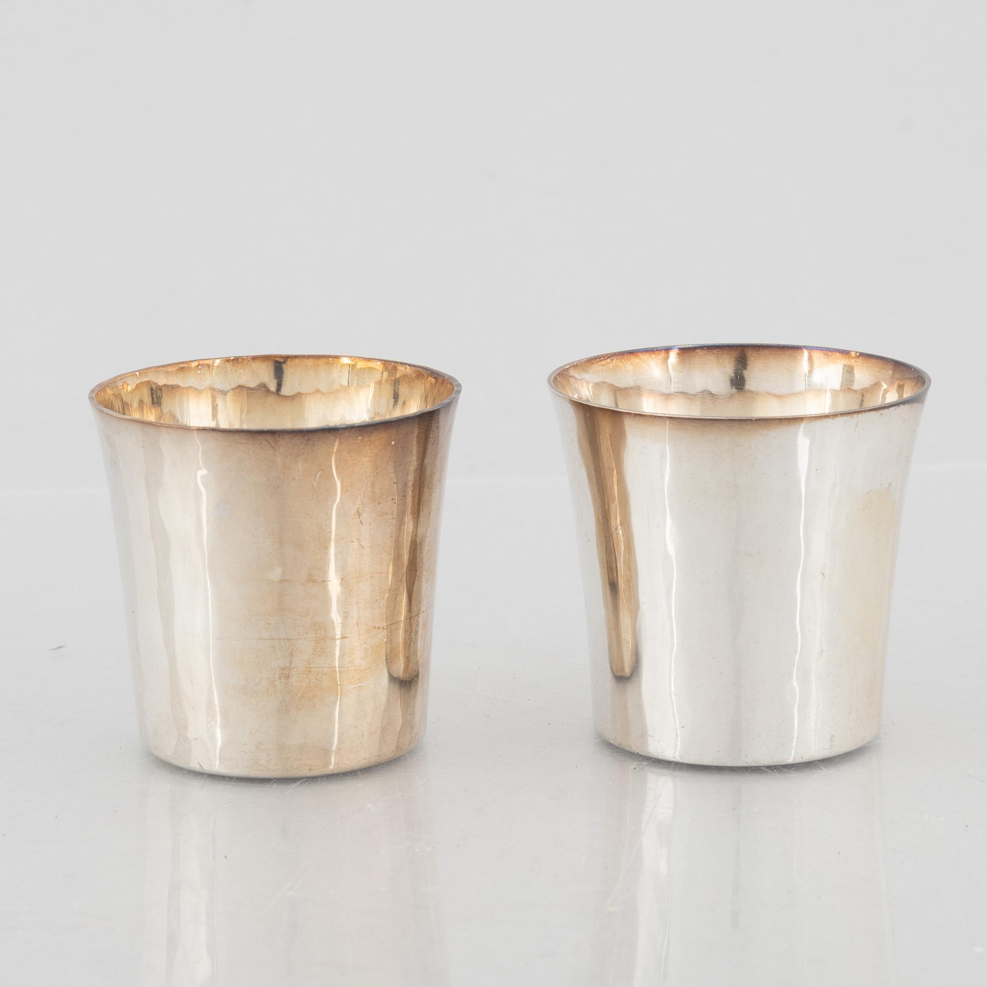 Twelve Swedish Silver Beaker, mark of KG Markströms, Uppsala 1962-69.