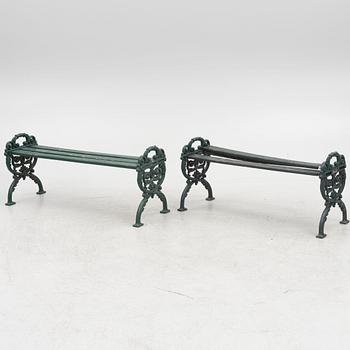 Garden benches, a pair, second half of the 20th Century.