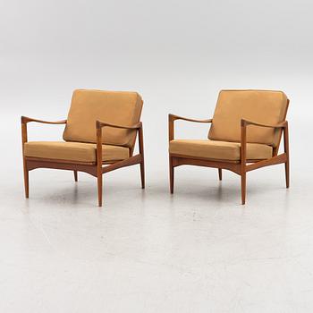 Ib Kofod Larsen, a pair of "Kandidaten" armchairs, OPE-möbler, Sweden, 1960's.