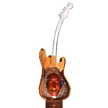 31. Kjell Engman, a unique cast glass sculpture of a guitar, Kosta Boda, Sweden.