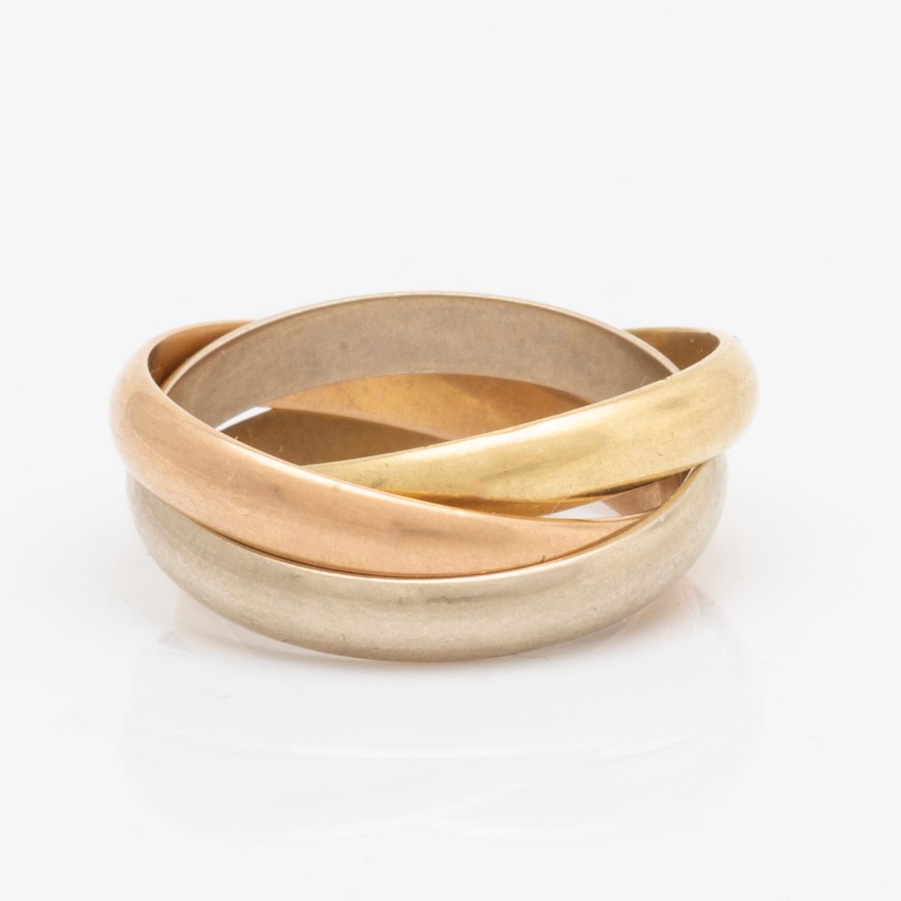 Cartier, rött/gult/vitt guld 18K, "Trinity" small, storlek 18,5/58, 9,6 g, original etui.