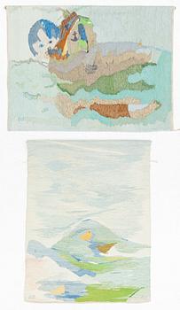 Olle Ohlsson, Two tapestries and accompanying sketch by Olle Ohlsson (silversmith) and Barbro Ohlsson, signed.