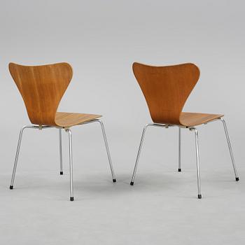 STOLAR, 8 st, "Sjuan", Arne Jacobsen, Fritz Hansen, 1960-70-tal.