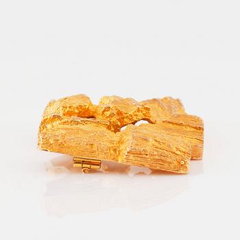Björn Weckström, a 14K gold brooch "Ajopuut" for Lapponia, Finland 1970.