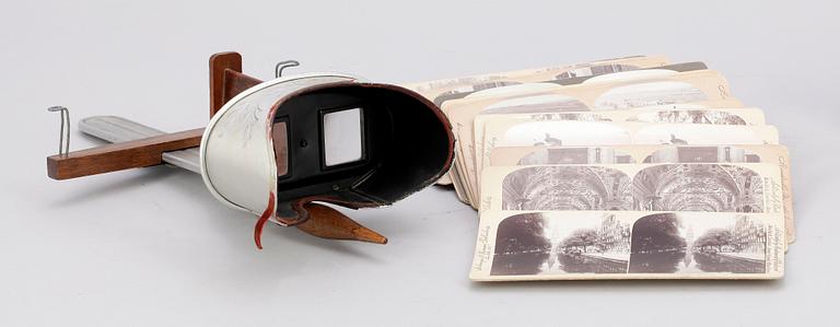 STEREOSKÅP MED BILDER I SKRIN, tidigt 1900-tal.