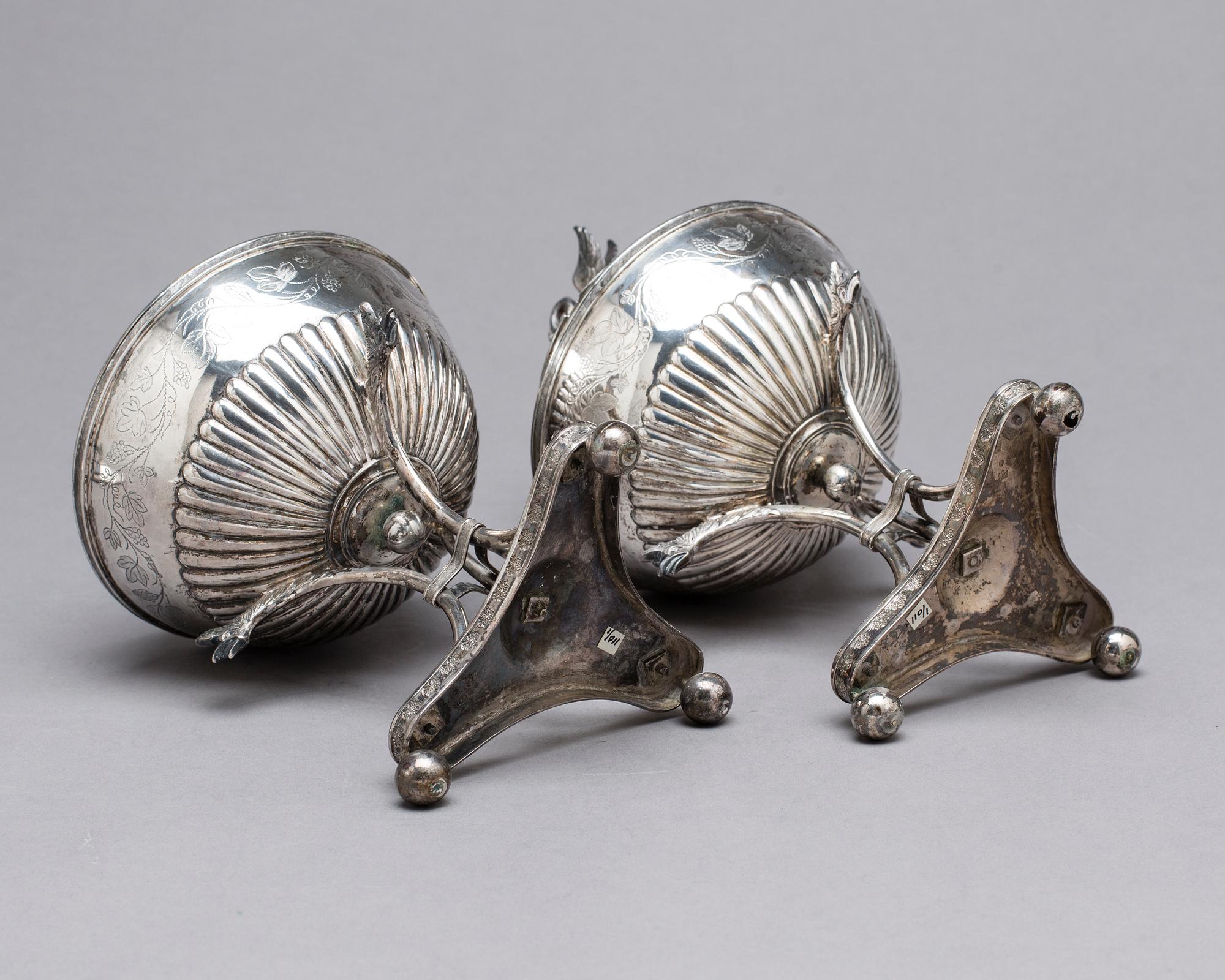 A pair of Swedish 19th century silver sugar-bowls, mark of Carl Magnus Ryberg, Soderkoping 1826.