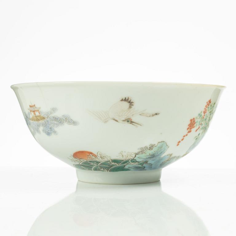 A Chinese porcelain bowl, Republic, 20th century.