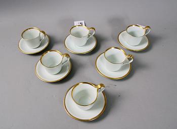 KAFFEKOPPAR med FAT, 6 st, porslin, Bing & Gröndahl.