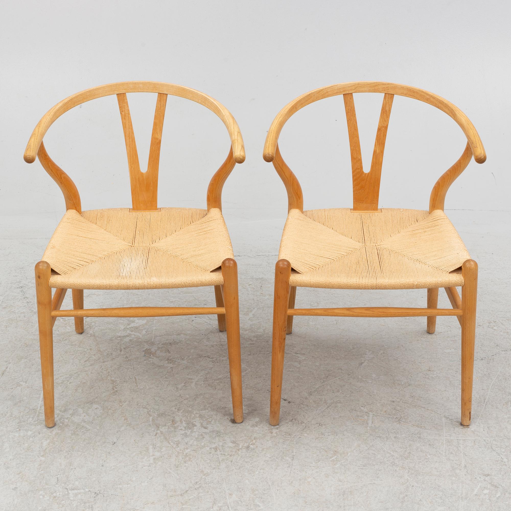 Hans J. Wegner, stolar, 6 st, "Y-stolen" modell CH-24, Carl Hansen & Søn, Danmark.