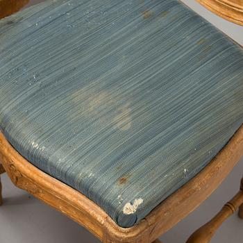 Eight late 18th century gustavian chairs, so called medallion model.