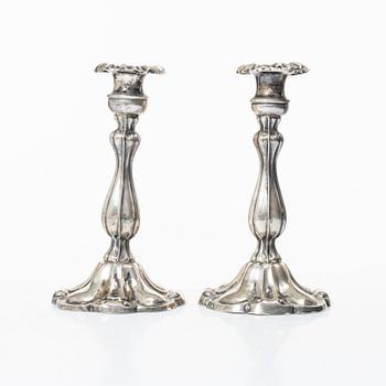Carl Nyström, ljusstakar, ett par, silver, Stockholm, 1850.