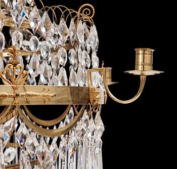 A late Gustavian early 18th century seven-light chandelier in the manner of C. H. Brolin.