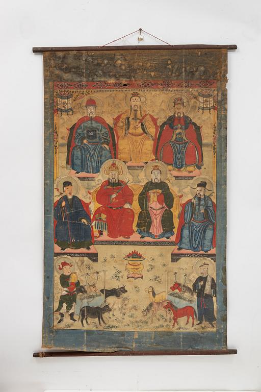 A Tibetan thangka, 20th century.