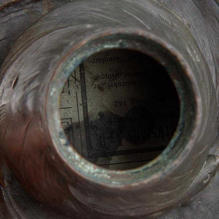 Ragnhild Söderling, an Art Nouveau bronze inkwell, signed R. Söderling. Foundry mark A.B. E. Gj-metod Stockholm.