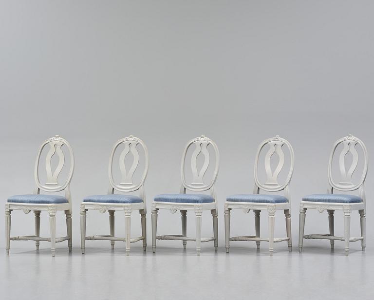 A set of five Gustavian chairs by J. E. Höglander (master in Stockholm 1777-1813).