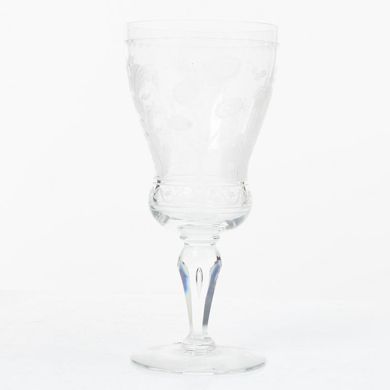 Vicke Lindstrand, rödvinsglas, 5 st, "Dalecarlia", Kosta Boda.